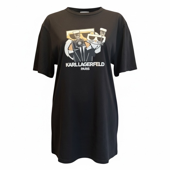Karl Lagerfeld Black Graphic Tee NWOT - Picture 4 of 8